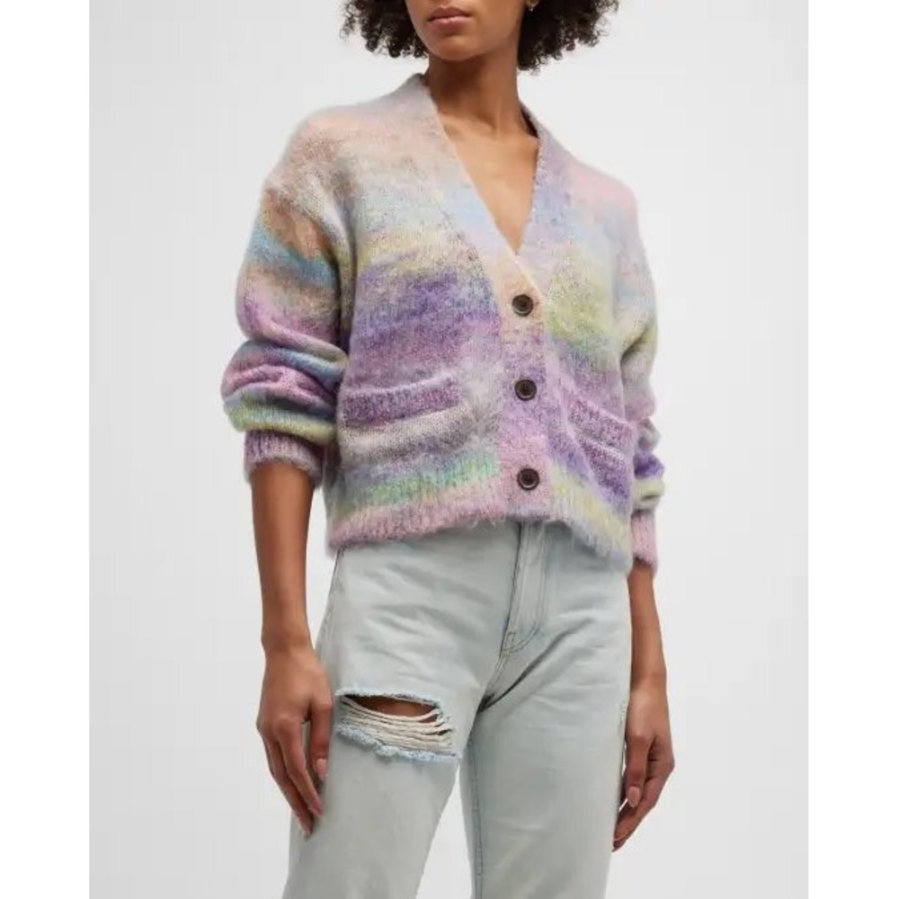RE/DONE 90s Cropped Oversized Cardigan Purple Space Dye Mohair 646-10W90CROP XS